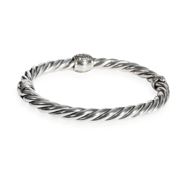 109820 bv David Yurman Cable Diamond Bangle in Sterling Silver 030 CTW