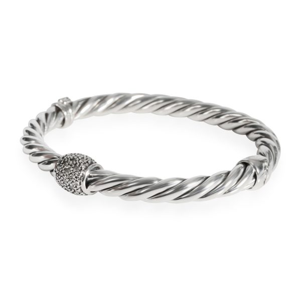 109820 sv David Yurman Cable Diamond Bangle in Sterling Silver 030 CTW