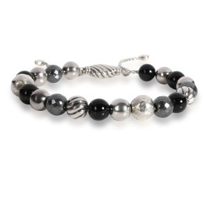 David Yurman Hematite Black Onyx Spiritual Beads Bracelet in Sterling Silver Cart