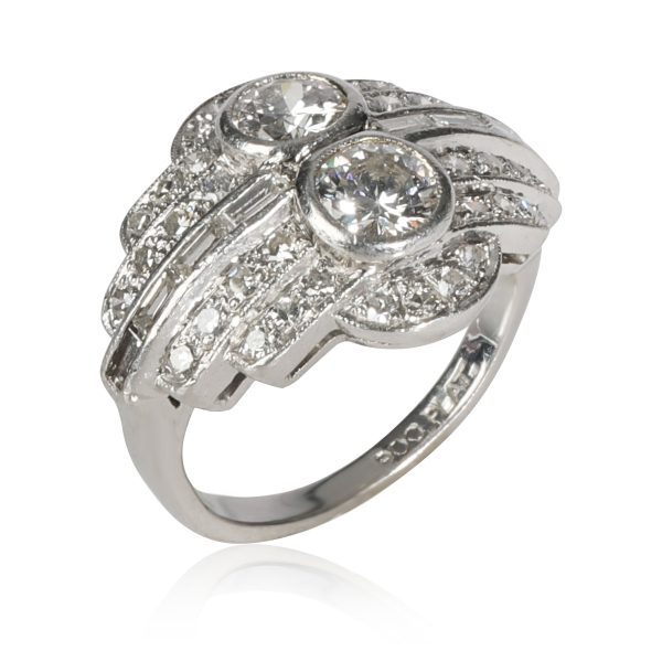 109855 pv Vintage Art Deco Cocktail Diamond Ring in Platinum E F VS 165 CTW