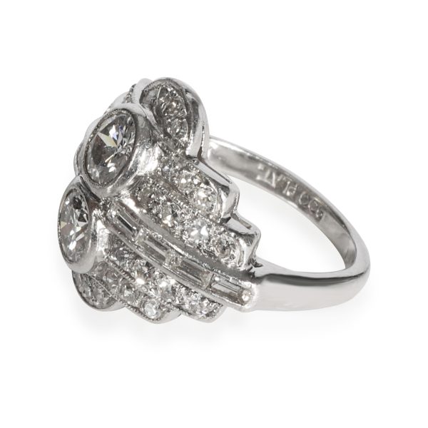 109855 sv Vintage Art Deco Cocktail Diamond Ring in Platinum E F VS 165 CTW