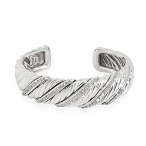 David Yurman Diamond Cuff in Sterling Silver 112 CTW Cart