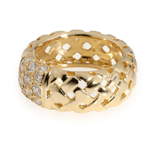 109891 sv Tiffany Co Vannerie Basket Weave Diamond Ring in 18K Yellow Gold 34 Ctw