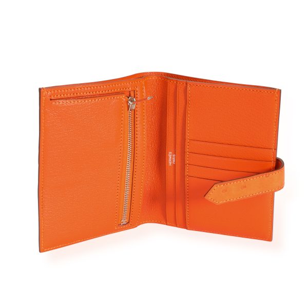 109940 av c2849e78 dd73 49e8 82ea b79c5cda69d5 Hermès Tangerine Ostrich Compact Bearn Wallet PHW