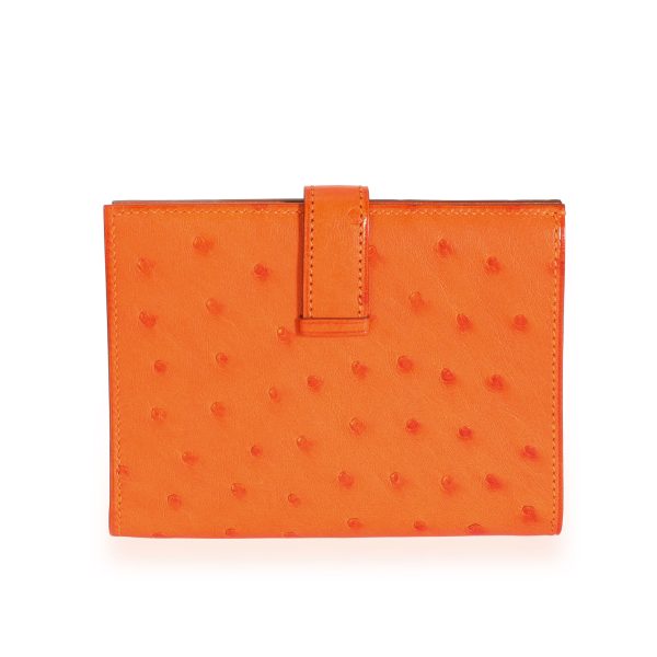 109940 bv 4698fc8e 36c0 43a6 824b d34da407869f Hermès Tangerine Ostrich Compact Bearn Wallet PHW