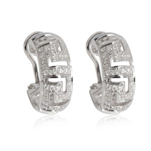 Versace Diamond Greek Key Cutout Earring in 18K White Gold 163 CTW Louis Vuitton Alma BB Damier Ebene Mini Shoulder Bag Brown