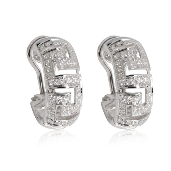 Versace Diamond Greek Key Cutout Earring in 18K White Gold 163 CTW Versace Diamond Greek Key Cutout Earring in 18K White Gold 163 CTW