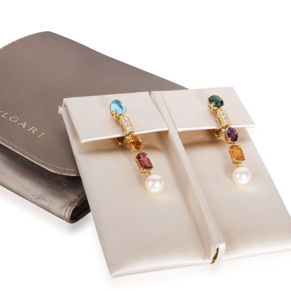 109981 box Bulgari Allegra Diamond Gemstone Drop Earrings in 18KT Yellow Gold 036 CTW