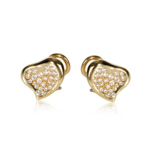 Tiffany Co Elsa Peretti Full Heart Diamond Earrings in 18K Gold 050 CTW Tiffany Co Elsa Peretti Full Heart Diamond Earrings in 18K Gold 050 CTW