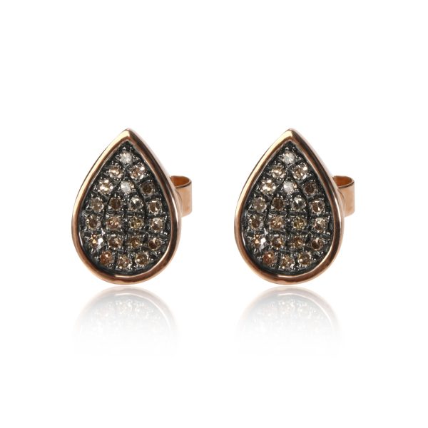 Brown Diamond Tear Drop Stud Earrings 14K Rose Gold 016 ctw Brown Diamond Tear Drop Stud Earrings 14K Rose Gold 016 ctw