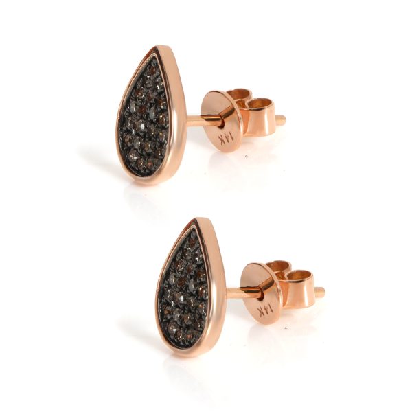 110089 sv Brown Diamond Tear Drop Stud Earrings 14K Rose Gold 016 ctw