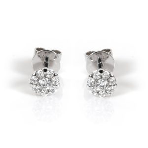 Diamond Cluster Stud Earrings in 14K White Gold 022ctw Princess Cut Diamond Tennis Bracelet in 14KT White Gold 877 ctw