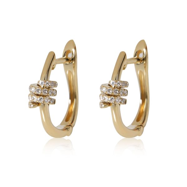 Pave Diamond Station Huggie Earrings 14K Yellow Gold 017ctw Pave Diamond Station Huggie Earrings 14K Yellow Gold 017ctw