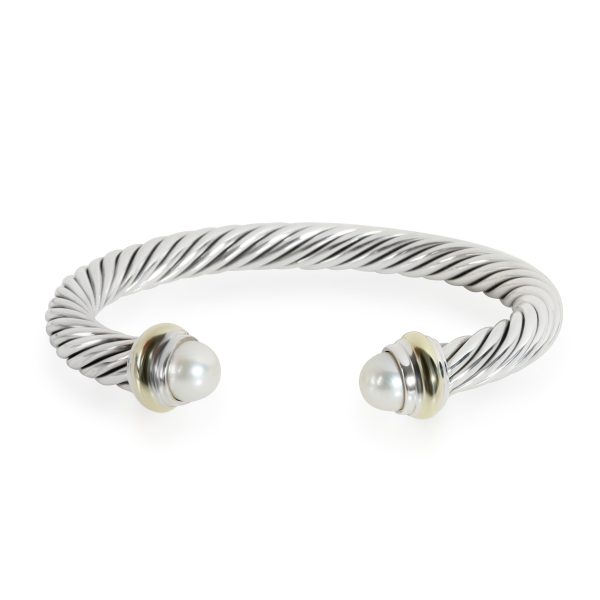 David Yurman Cable Pearl Bangle in 14K Yellow GoldSterling Silver David Yurman Cable Pearl Bangle in 14K Yellow GoldSterling Silver