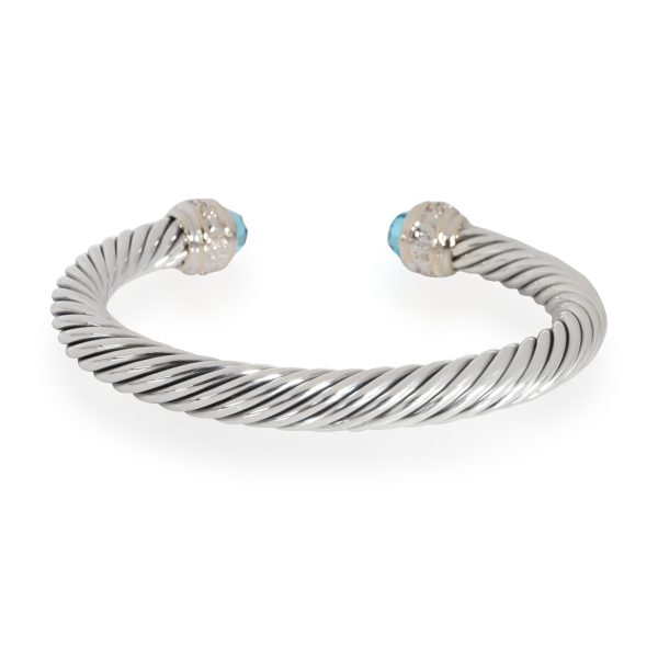 110312 bv 00af3ddf a7a3 4891 91d5 0b227fd2238c David Yurman Cable Topaz Diamond Bangle in 18K Gold Sterling Silver 048ct