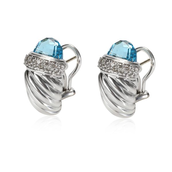 110313 sv 8ca46701 e1a3 492b b909 ed56f4247468 David Yurman Cable Topaz Diamond Earring in Sterling Silver Blue 03 CT