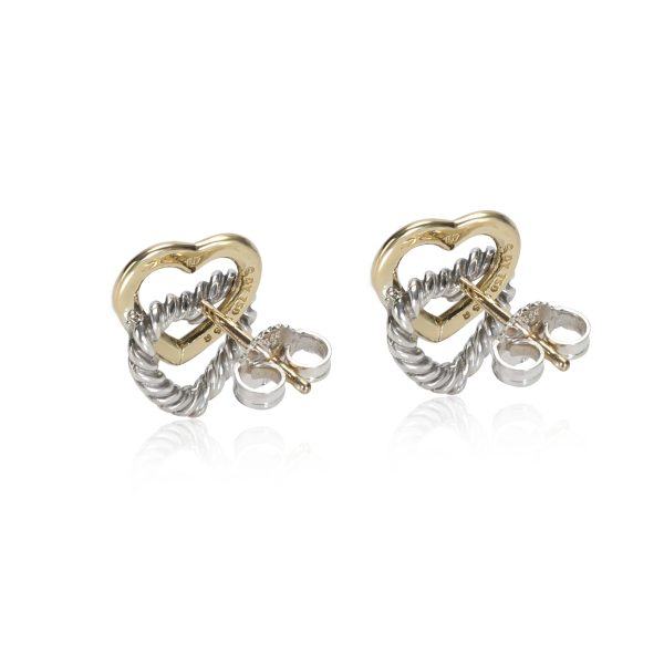 110326 bv David Yurman Cable Heart Stud Earring in 18K Yellow GoldSterling Silver