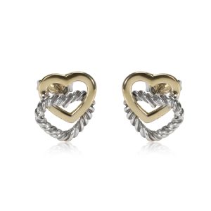 David Yurman Cable Heart Stud Earring in 18K Yellow GoldSterling Silver Loewe Amazona Pouch Brown