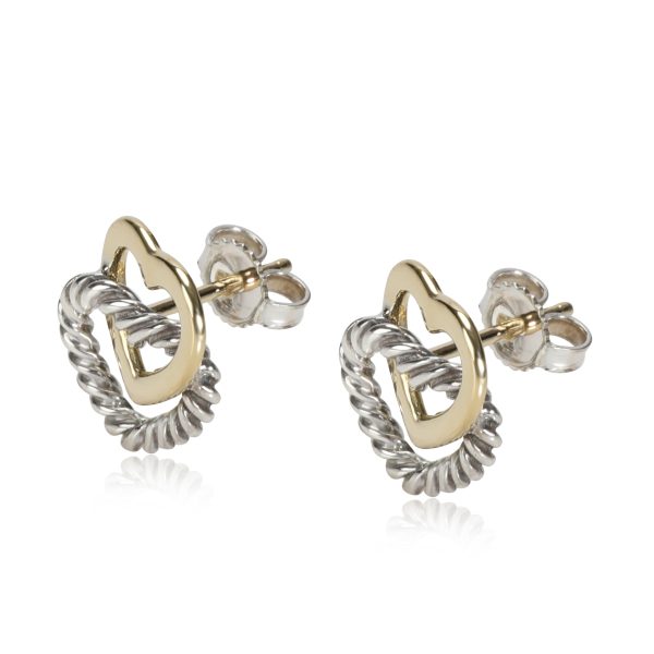 110326 sv David Yurman Cable Heart Stud Earring in 18K Yellow GoldSterling Silver