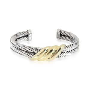 David Yurman Cable Twist Bangle in 14K Yellow GoldSterling Silver Balenciaga Blue Cabas XS 2way Bag Natural Black