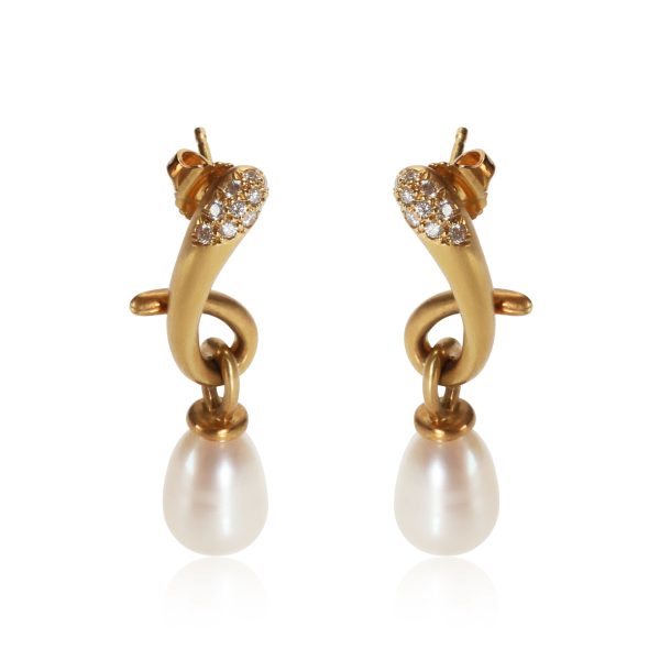 Angela Cummings Pacifica Pearl Diamond Drop Earring in 18K Yellow Gold 018 CTW Angela Cummings Pacifica Pearl Diamond Drop Earring in 18K Yellow Gold 018 CTW