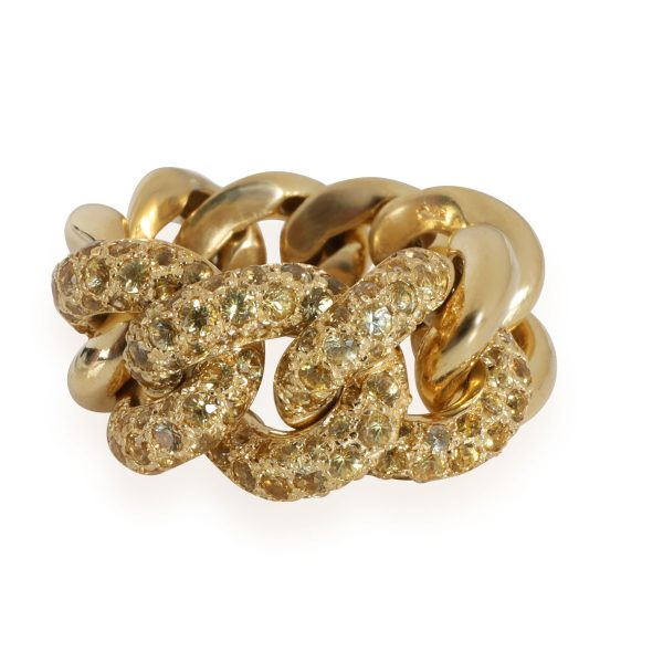 Pomellato Pomellato Gourmette Sapphire Chain Ring in 18K Yellow Gold