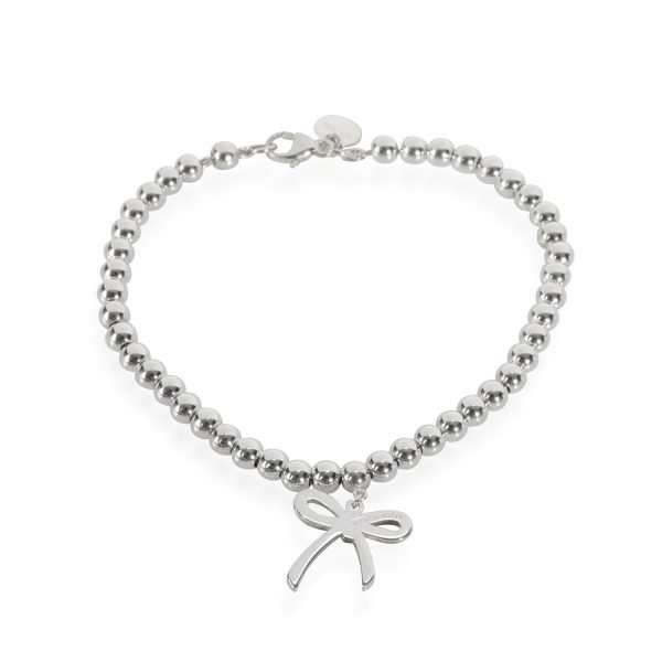 110362 bv Tiffany Co Bow charm Bead Bracelet in Sterling Silver