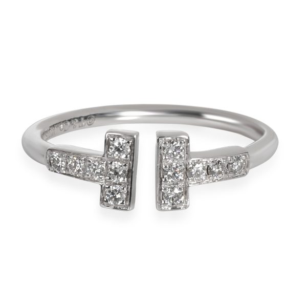 Tiffany Co T Diamond Band in 18K White Gold 025 CTW Tiffany Co T Diamond Band in 18K White Gold 025 CTW