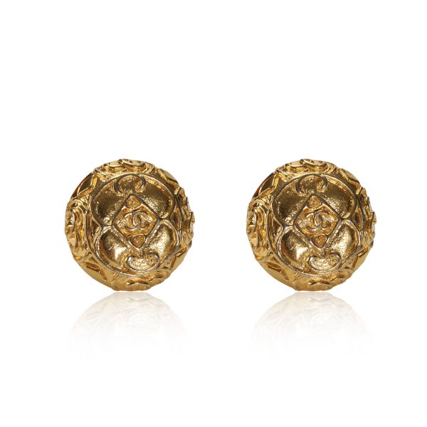 Chanel Vintage Gold Tone Button Earrings Chanel Vintage Gold Tone Button Earrings