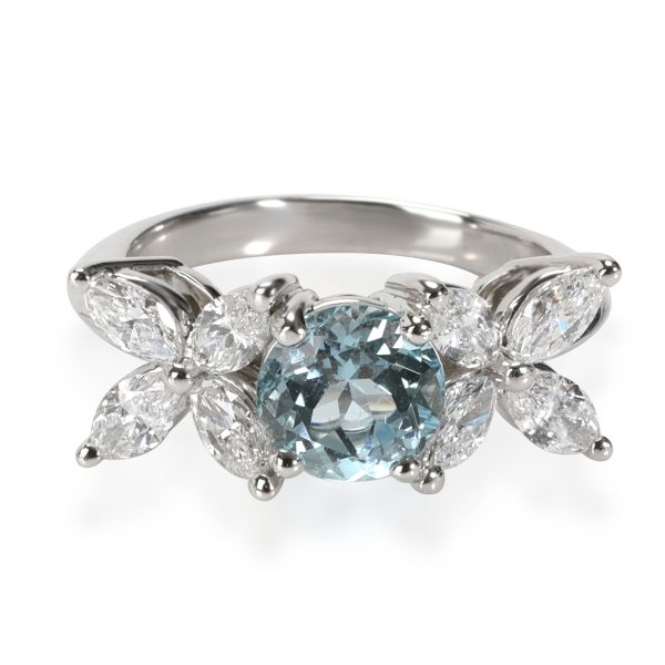 Tiffany Co Victoria Aquamarine Diamond Ring in Platinum 091 CTW Tiffany Co Victoria Aquamarine Diamond Ring in Platinum 091 CTW