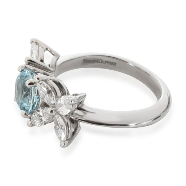 110467 sv Tiffany Co Victoria Aquamarine Diamond Ring in Platinum 091 CTW