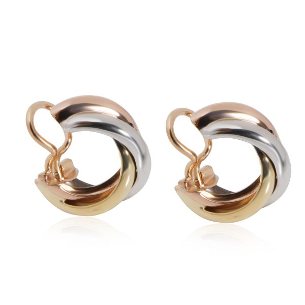 110479 sv 31a6b6d8 5f2b 458d ba2b 9e105cd98daf Cartier Trinity Hoop Clip On Earrings in 18K 3 Tone Gold