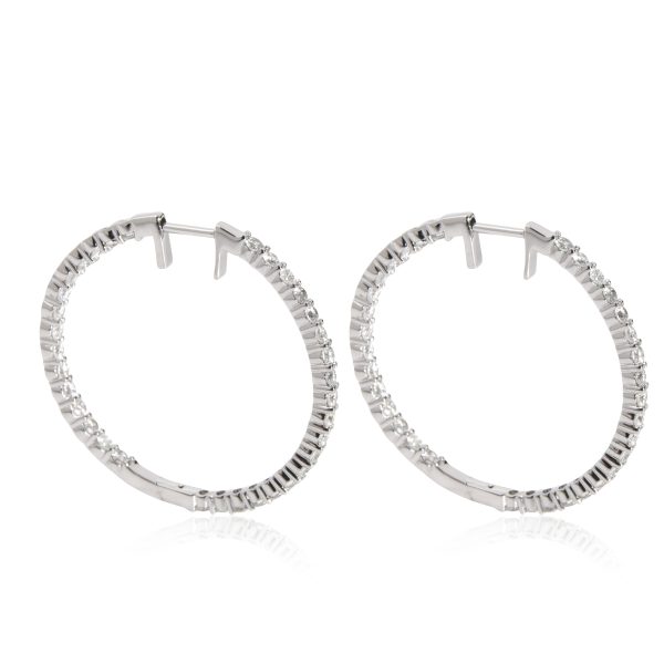 110514 sv Inside out Diamond Hoop Earring in 14K White Gold 200 CTW