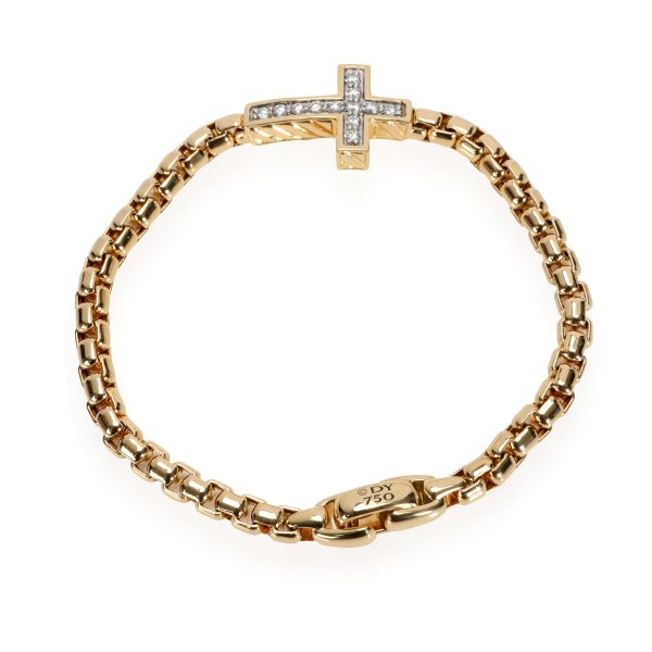 110533 bv David Yurman Pave Collection Diamond Cross Bracelet in 18K Yellow Gold 046 CTW