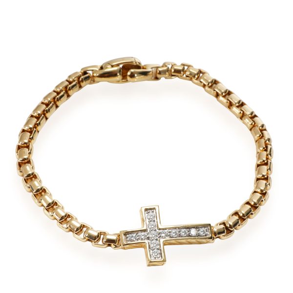 David Yurman Pave Collection Diamond Cross Bracelet in 18K Yellow Gold 046 CTW David Yurman Pave Collection Diamond Cross Bracelet in 18K Yellow Gold 046 CTW