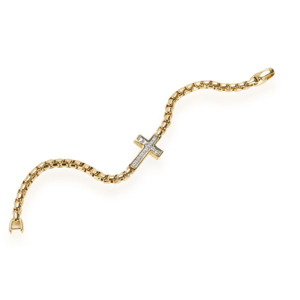 110533 pv David Yurman Pave Collection Diamond Cross Bracelet in 18K Yellow Gold 046 CTW