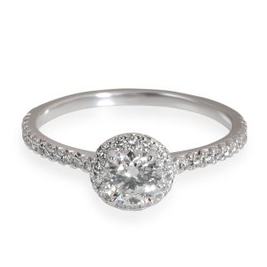 Tiffany Co Soleste Halo Diamond Engagement Ring in Platinum H VVS1 055 CTW Louis Vuitton Three PM Emplant Shoulder Bag