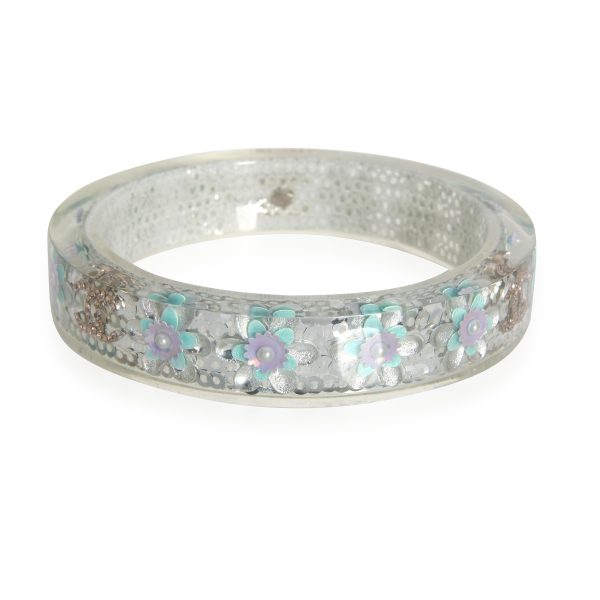 110604 bv 27d0763b 1cc5 478e 8f83 fa4dde7b4c2b Chanel Lucite Crystal Sequin Bangle Blue Pink Flowers