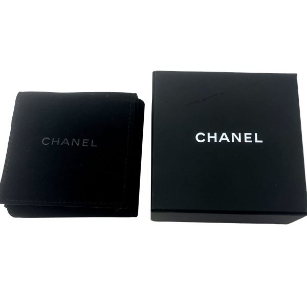 110640 box Chanel Quilted Earrings Pearl Tops Black Silk Ribbon Detail