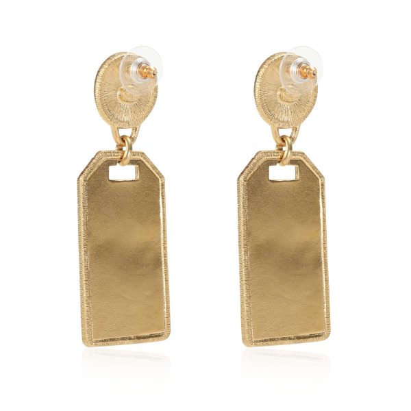 110641 bv Chanel Tag Drop Earrings with Pearl Tops