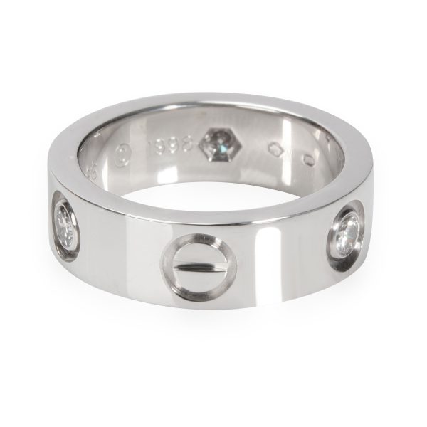 White Gold Band Cartier Love Ring with Diamonds in 18K White Gold 022 CTW