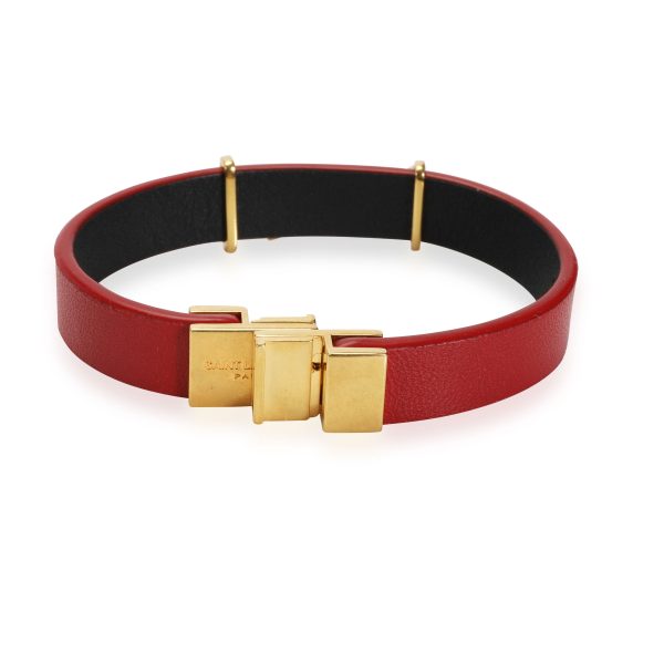 110841 bv Saint Laurent Opyum Red Leather Bracelet