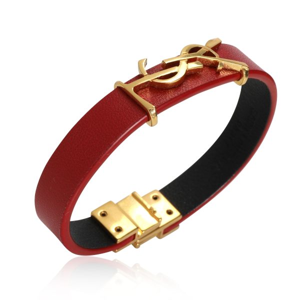 110841 pv Saint Laurent Opyum Red Leather Bracelet