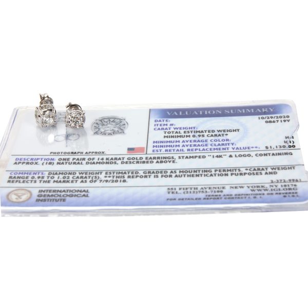 110846 box Diamond Stud Earrings in 14K White Gold 095 CTW