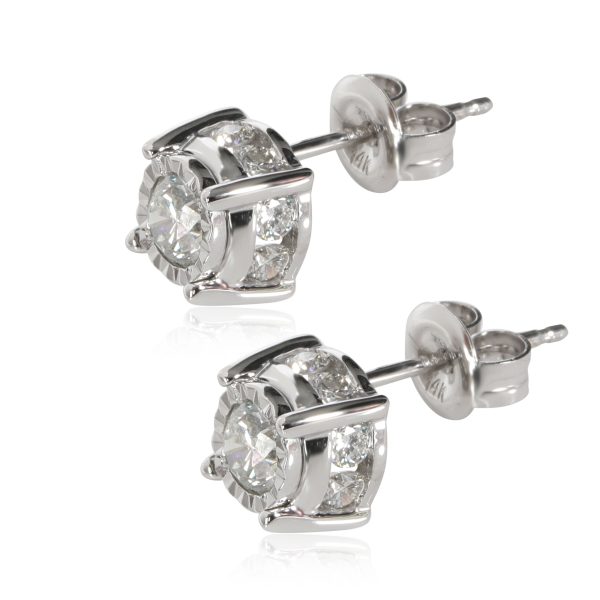 110846 sv Diamond Stud Earrings in 14K White Gold 095 CTW