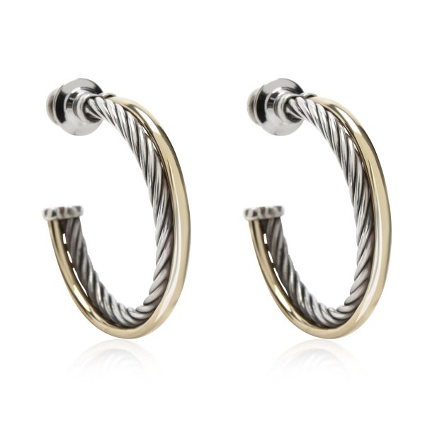 David Yurman Crossover Hoop Earring in 18K Yellow GoldSterling Silver David Yurman Crossover Hoop Earring in 18K Yellow GoldSterling Silver