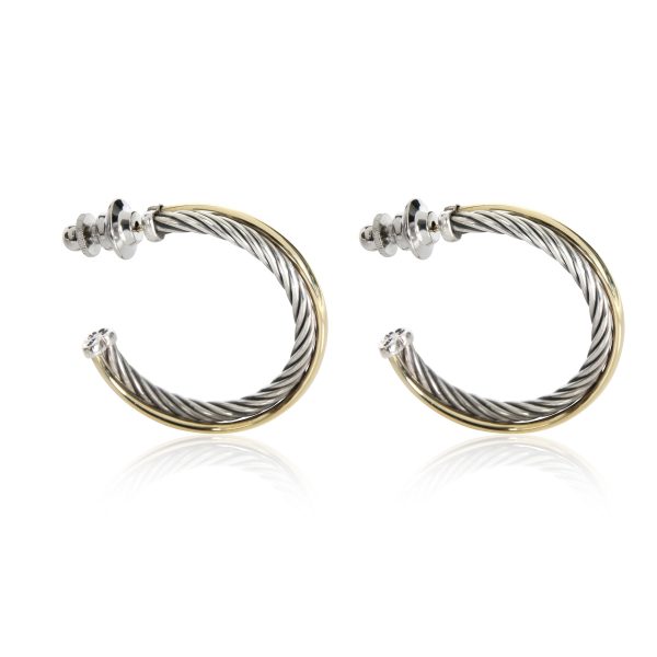 110880 sv 6f7b706d af2f 48c0 9596 7d12590b6d07 David Yurman Crossover Hoop Earring in 18K Yellow GoldSterling Silver