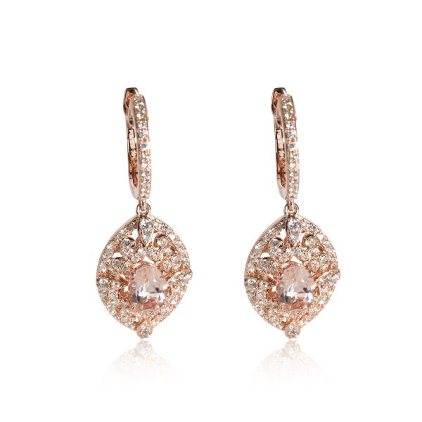 Effy Morganite Diamond Drop Earring in 14K Rose Gold 075 CTW Effy Morganite Diamond Drop Earring in 14K Rose Gold 075 CTW