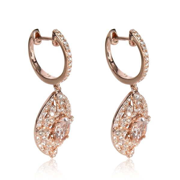 111097 sv Effy Morganite Diamond Drop Earring in 14K Rose Gold 075 CTW