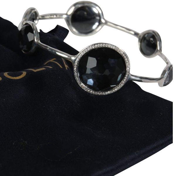 111170 box Ippolita Stella Hematite Diamond Bangle in Sterling Silver 051 CTW